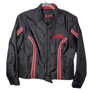 Hot Leathers Harley Davidson Jacket Women L Black Orange Nylon Sturgis 2006 EUC